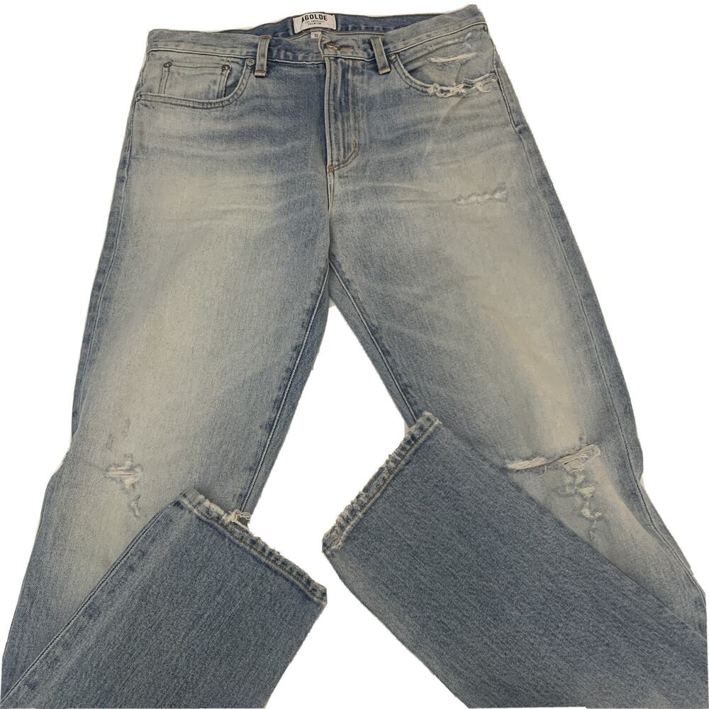 AGOLDE Mens Sz 30 High Waist Straight Leg Jeans Light Wash $188 NWOT